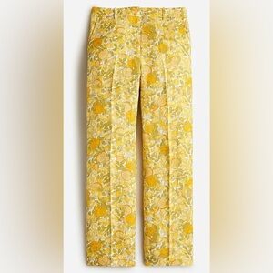 J CREW Ingrid Limone Floral Yellow White lemon fruit print linen Pants 10 NEW!